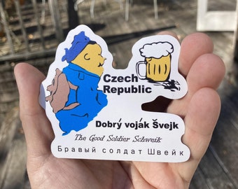 Czech Republic Fridge Magnet: Funny Map (Josef Švejk) 3.5"x3.15"