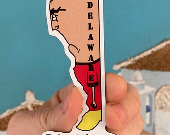 Delaware. Flexible Fridge Magnet 1.75"x3.5". Funny Map of Delaware. The map is upside down.