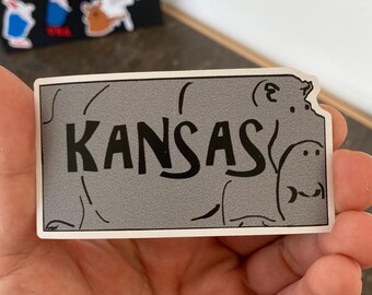 Kansas. Flexible Fridge Magnet 3.5"x1.9" Funny Map of Kansas.