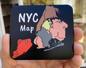 New York City. Flexible Fridge Magnet 3.45"x3" Funny Map of NYC.