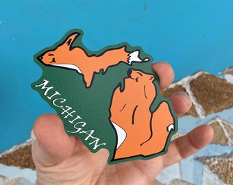 Michigan. Flexible Fridge Magnet 3.4"x3.5" Funny Map of Michigan.