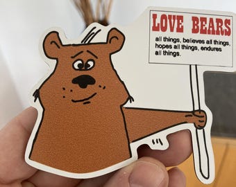 love Bears All Things. Flexible Fridge Magnet 3.5"x2.9" Funny Bear.