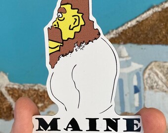 Maine. Flexible Fridge Magnet 2.5"x3.5" Funny Map of Maine, Bigfoot.