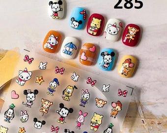 5D Nail Art Stickers, Donald Duck Disney Cartoon Mickey Mouse Stitch Nail Art Decals, Nail Art Supplies, Press on Nails, Gift for her