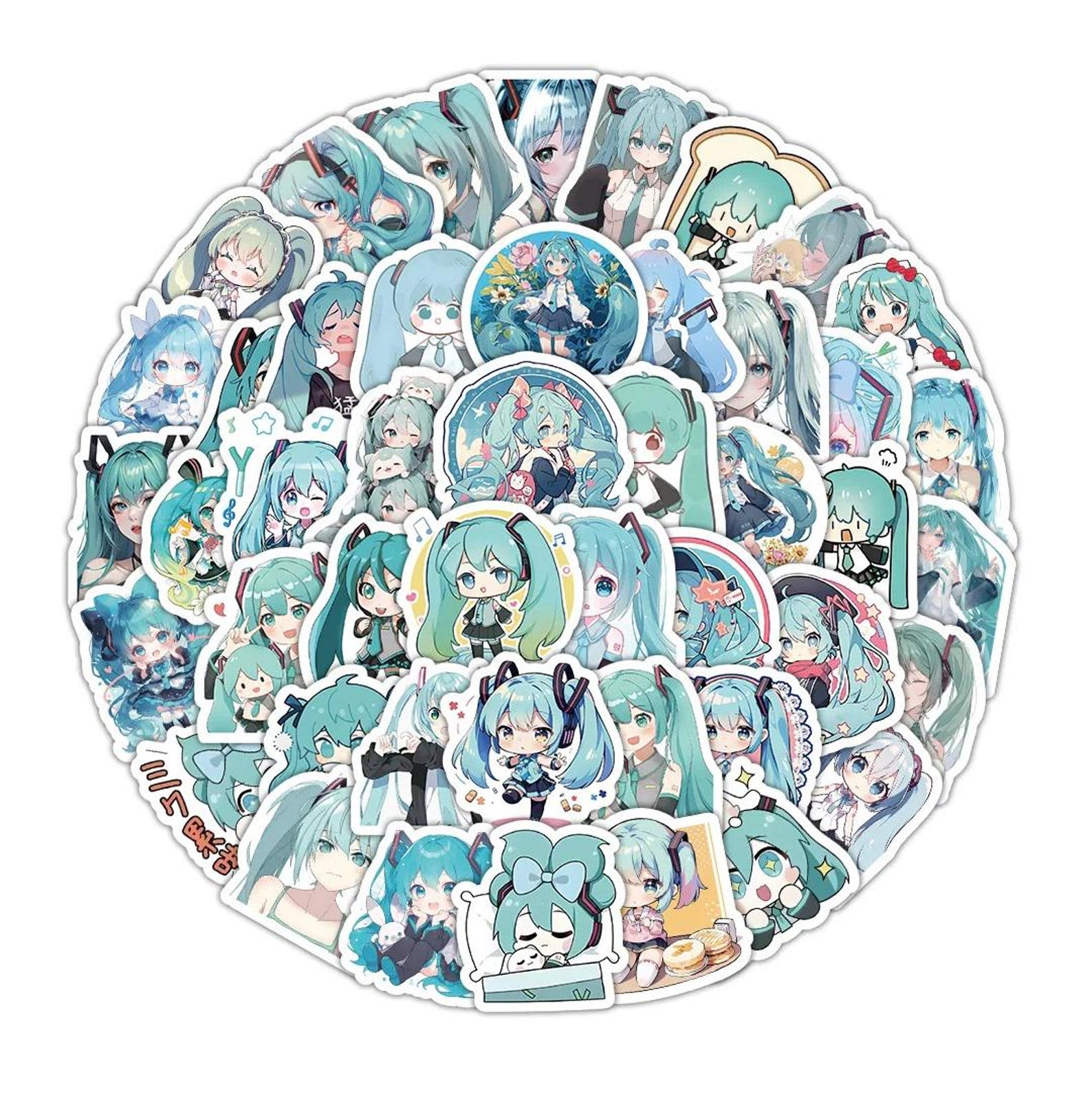 Miku Sorry Sticker Hatsune Miku Stickers 100pcs Kawaii Cartoon Graffiti Decals Waterproof ...