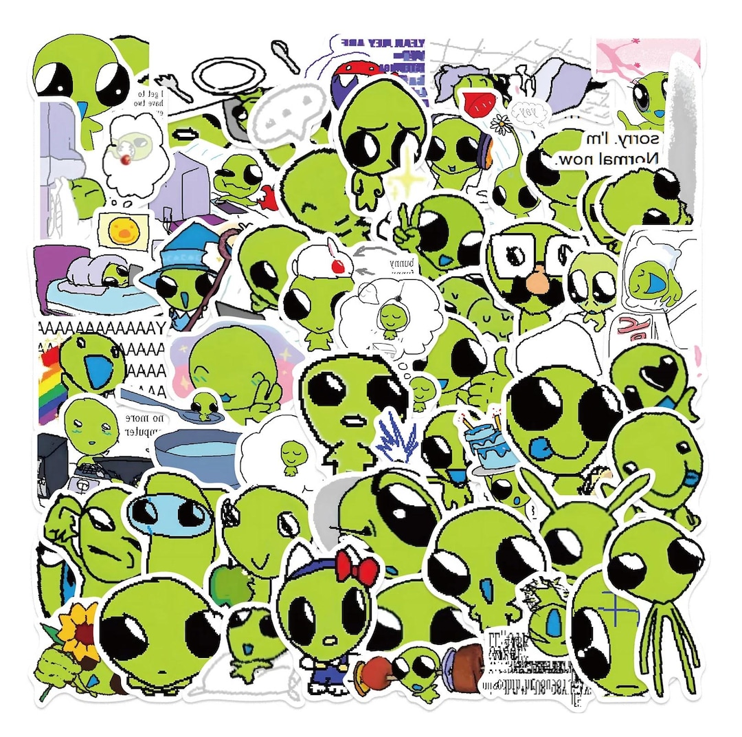 ヴァイス keep your eyes エイリアン 52pcs Green Alien Stickers Big Eyes Decal Stickers for DIY
