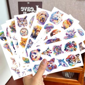 10 pegatinas de dibujos animados, tatuajes de animales, gatos, peces marinos, pegatinas impermeables, recuerdo de fiesta de cumpleaños para niños, regalo para ella