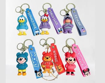 Llavero de Mickey y Minnie, llavero de la serie Disney, colgante para bolso de coche, mochila escolar, regalo, llaveros para hombres y mujeres.