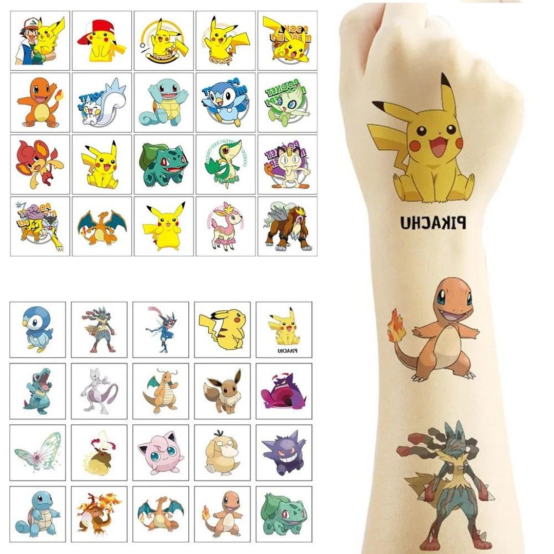20pcs Pokemon Pikachu Tattoo Stickers, Cartoon Temporary Tattoos ...