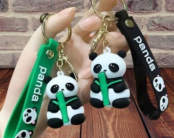 Llavero de panda de bambú, colgante de panda gigante de Sichuan de dibujos animados, llavero de juguete para billetera, bolso, mochila, regalo para hombres y mujeres.