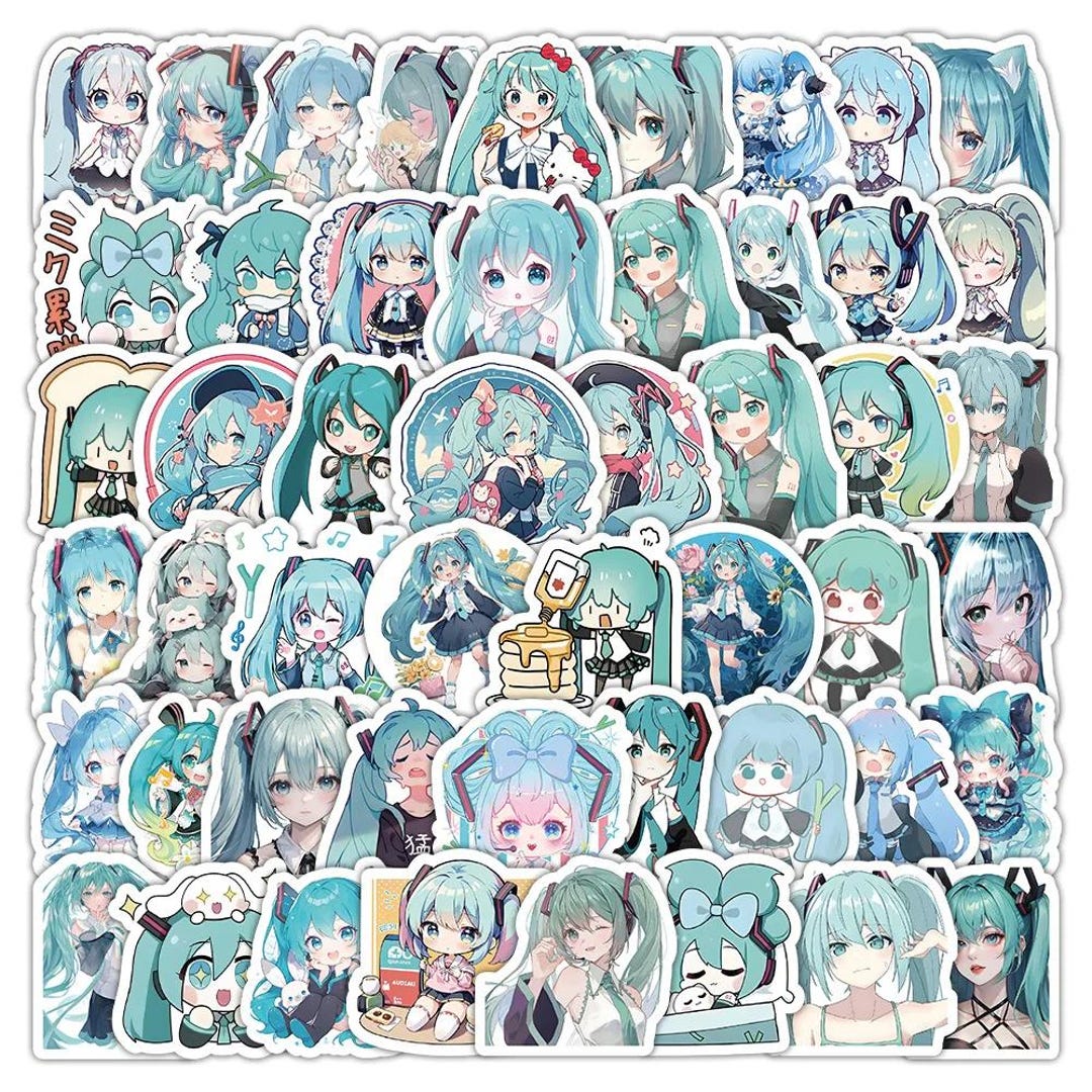 Mini Miku Sticker Hatsune Miku Stickers 100pcs Kawaii Cartoon Graffiti Decals Waterproof ...