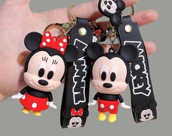 Llavero de Disney con colgante de dibujos animados de anime, llavero con dije de Mickey, Minnie, Stitch, Pato Donald para bolso, cartera, bolso, mochila, regalos.