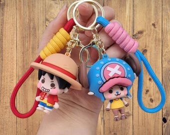 ONE PIECE Lufei Keychain Pendant, Anime Saga Doll Key Chain, Kawaii Bag Charm Key Ring for School bag Backpack Handbags, Gifts for Men Women