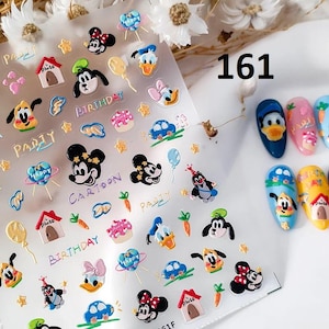 5D Nail Art Stickers, Nail Art Decals, Mickey Mouse Stitch, Donald Duck Disney Cartoon,  Nail Art Supplies, Press on Nails, Gift for her