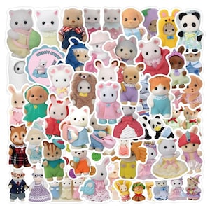 120Pcs Calico Critters Stickers, Kawaii Waterproof Stickers, Animal Stickers, Vinyl decal sticker for Laptop, Scrapbook, Skateboard, Phone