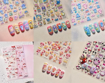 5D Nail Art Stickers, Mickey Mouse Stitch Nail Art Decals, Donald Duck Disney Cartoon, Nail Art Supplies, Press on Nails, Gift for her