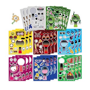 Graffiti Stickers, 16 Sheets Dark Incredibox Sprunki Make a Face Puzzle Sticker, Kawaii Jigsaw Toys Stickers, Vinyl Waterproof Stickers