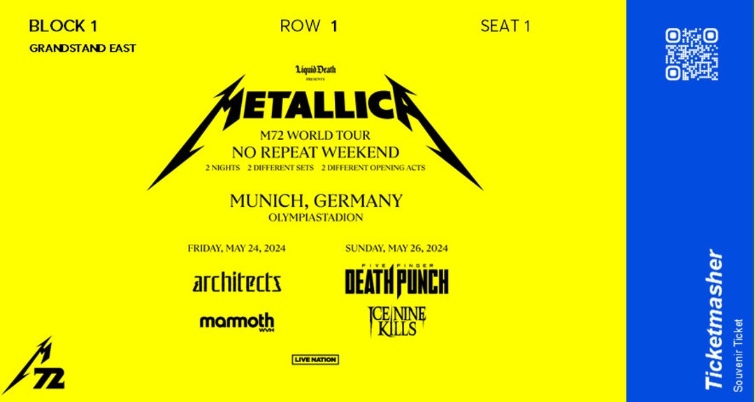 Metallica M72 Tour Surprise Gift Ticket Etsy