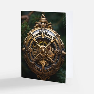 Steampunk Christmas Ornament Folding Card with Envelope