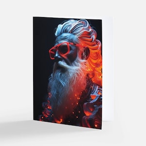 Hip Glowing Santa -  Folding Card with Envelope