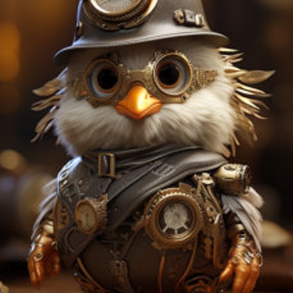 Steampunk Baby Chick Postcard