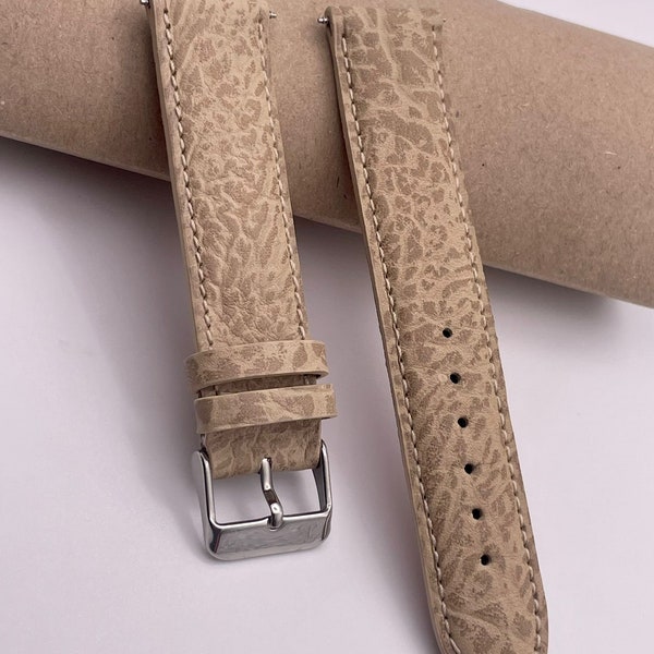 Bison Leather Strap, Padded Strap, Off-White Colour, HandMade, For Seiko, Grand Seiko, Omega, Rolex... etc.