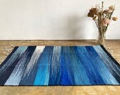 Rug Handwoven | Indigo Blue | Natural Colors & Fibers | Handmade
