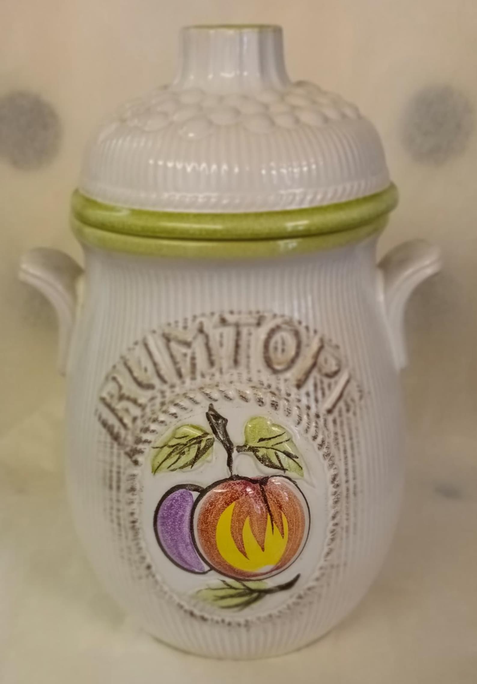 Vintage German Rumtopf Crock with Lid – Large Ceramic Fruit Preserving Jar