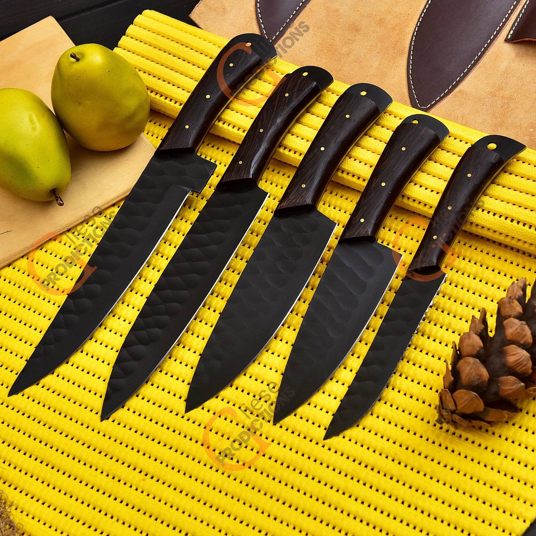 Damascus Chef Set Handmade Chef Knife Set Hand Etsy