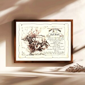 Soldato, regalo, dipinto a mano, personalizzabile, immagine di un soldato con una poesia, regalo personale, regalo di compleanno, regalo di Natale