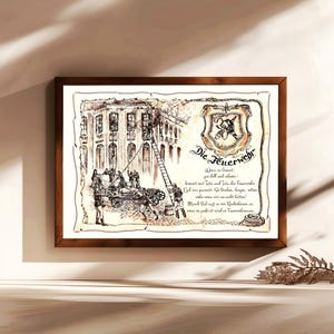 Vigile del fuoco, regalo, dipinto a mano, personalizzabile, quadro professionale con poesia, regalo personale, regalo di compleanno, regalo di Natale