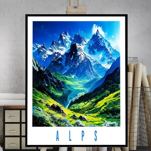 Alps travel poster Wall Art Gift Idea Travel Poster Alps for Home Decor Alps Vintage Poster Alps travel poster personal gift