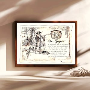 Cazador, regalo, pintado a mano, personalizable, cuadro profesional con poema, regalo personal, regalo de cumpleaños, regalo de Navidad