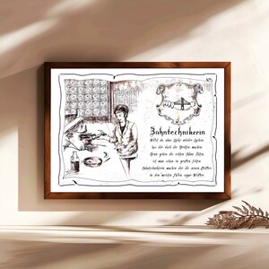 Zahntechnikerin, Geschenk, Handgemalt, personalisierbar, Bild mit Gedicht, persönliches Geschenk, Geburtstagsgeschenk, Weihnachtsgeschenk