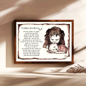 Cuore per sorelle, regalo, dipinto a mano, personalizzabile, poesia per sorelle, regalo personale, regalo di compleanno, regalo di Natale