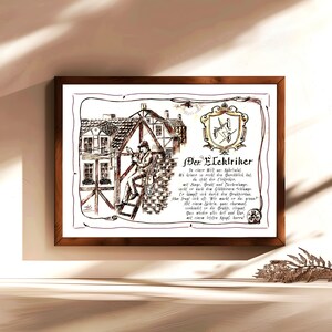 Elettricista, regalo, dipinto a mano, personalizzabile, descrizione del lavoro con poesia, regalo personale, regalo di compleanno, regalo di Natale