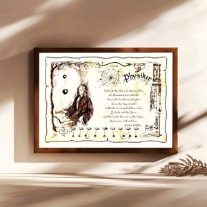 Fisico, regalo, dipinto a mano, personalizzabile, quadro professionale con poesia, regalo personale, regalo di compleanno, regalo di Natale