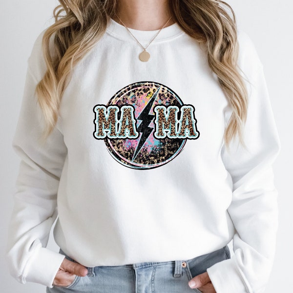 Mama lightning bolt Sweatshirt , Mother's Day Sweatshirt / Hoodie, Mama Lightning Bolt Leopard Cheetah Hoodie ,