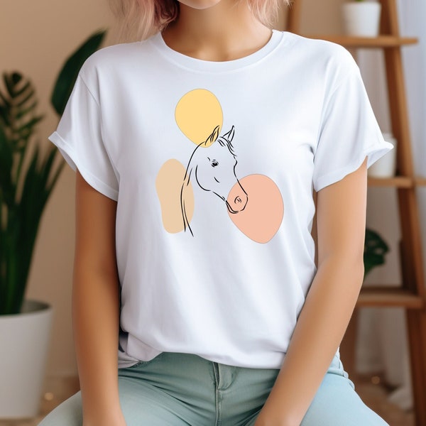 Horse Shirt, cute shirt, Gift for her, Aesthetic one line Shirt, Trendy T-shirt, Mom Gift, g ift, Pferde, Reiten, riding shirt, animal lover