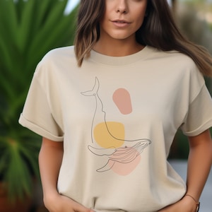 Felpa minimalista con balena, graziosa felpa con balena, maglietta per amanti delle balene, t-shirt con balena, maglietta per amanti degli animali, per donna, regalo per amanti degli animali