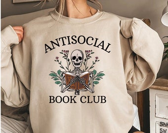 Bluza antyspołeczna Book Club, koszula Booktrovert, prezent mól książkowy, prezent dla miłośnika książek, koszula książkowa, koszula miłośnika książek, bluza do czytania