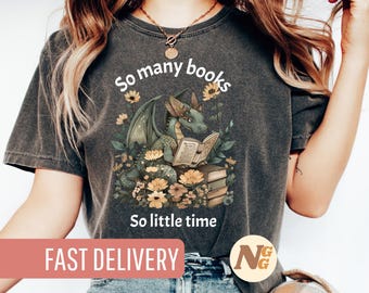 Lectura de camiseta de dragón, regalo para los amantes de los libros, camiseta de lector de fantasía, camisa de libro divertido, camisa de dragón para ratones de biblioteca, divertida