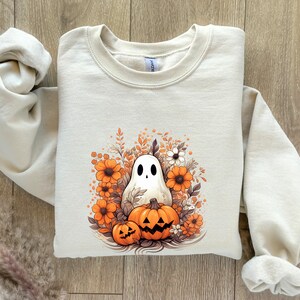 Halloween ghost shirt, Halloween party shirt, flower ghost shirt, fall shirt, trick or treat shirt, cute ghost, Halloween shirt