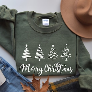 MERRY CHRISTMAS Sweatshirt, Christmas tree Sweatshirt, Christmas Xmas Crewneck Jumper Shirt Women Christmas Gift Christmas Gift for Her Him