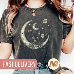 Boho Celestial Moon Shirt, Astrology Graphic Tee, Mystical Sun and Moon Design, Witchy Aesthetic, Spiritual Gift for Women