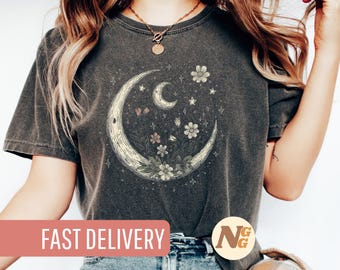 Boho Celestial Moon Shirt, Astrology Graphic Tee, Mystical Sun and Moon Design, Witchy Aesthetic, Spiritual Gift for Women
