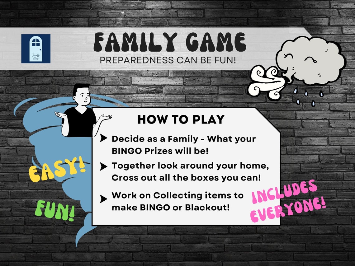 Emergency Preparedness Game Printable Family Activity, Bingo Download