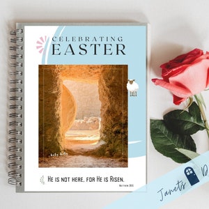 Easter Devotional Binder with photographs, Printable cover pages, Holy Week one page for each day, Includes Easter Traditions Worksheet