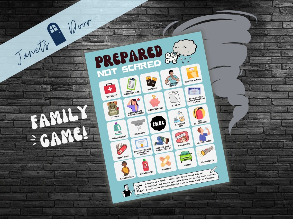 Emergency Preparedness Game Printable Family Activity, Bingo Download