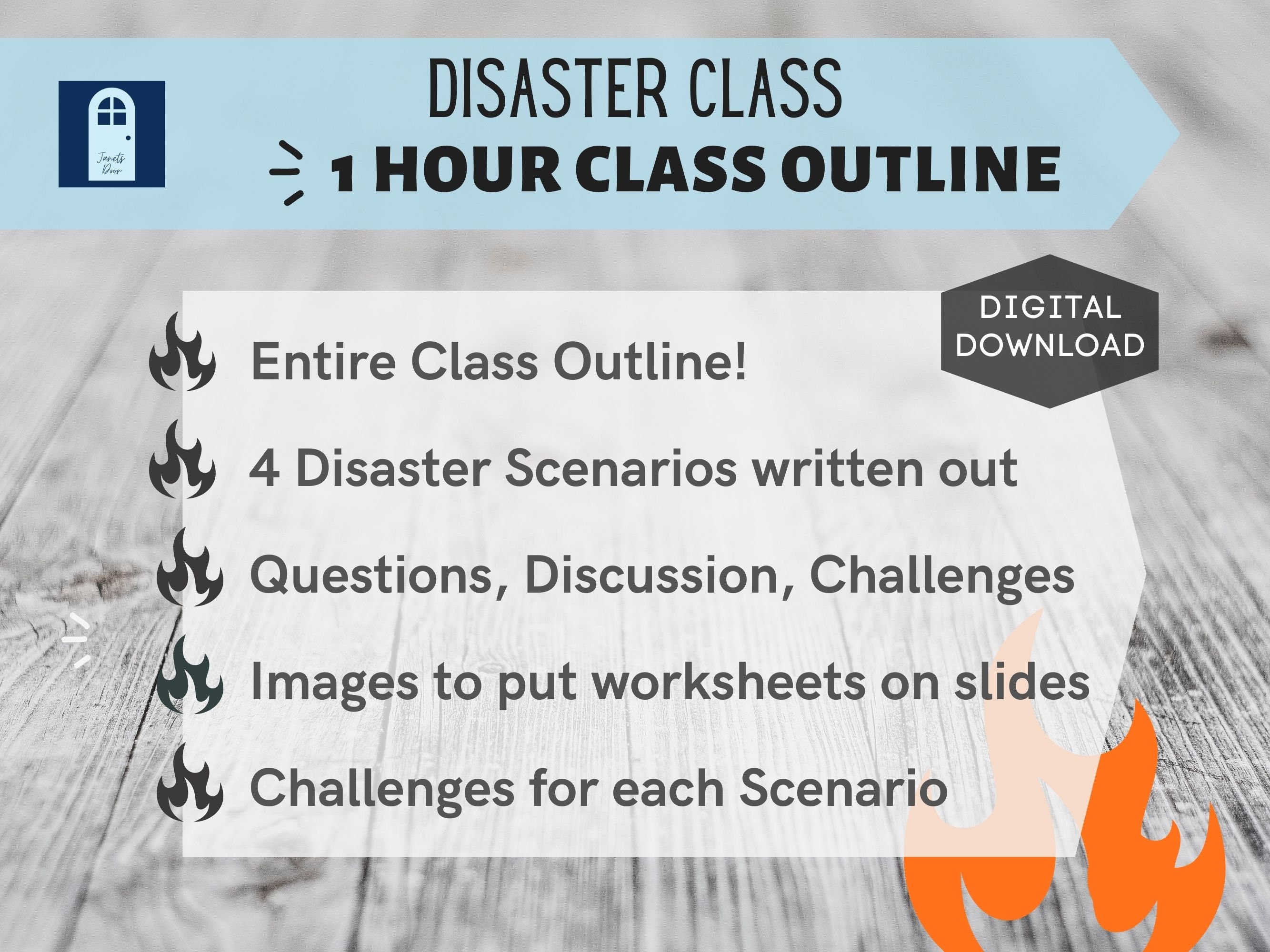 1 Hour Disaster Class, Teach Emergency Preparedness, 4 Disaster ...